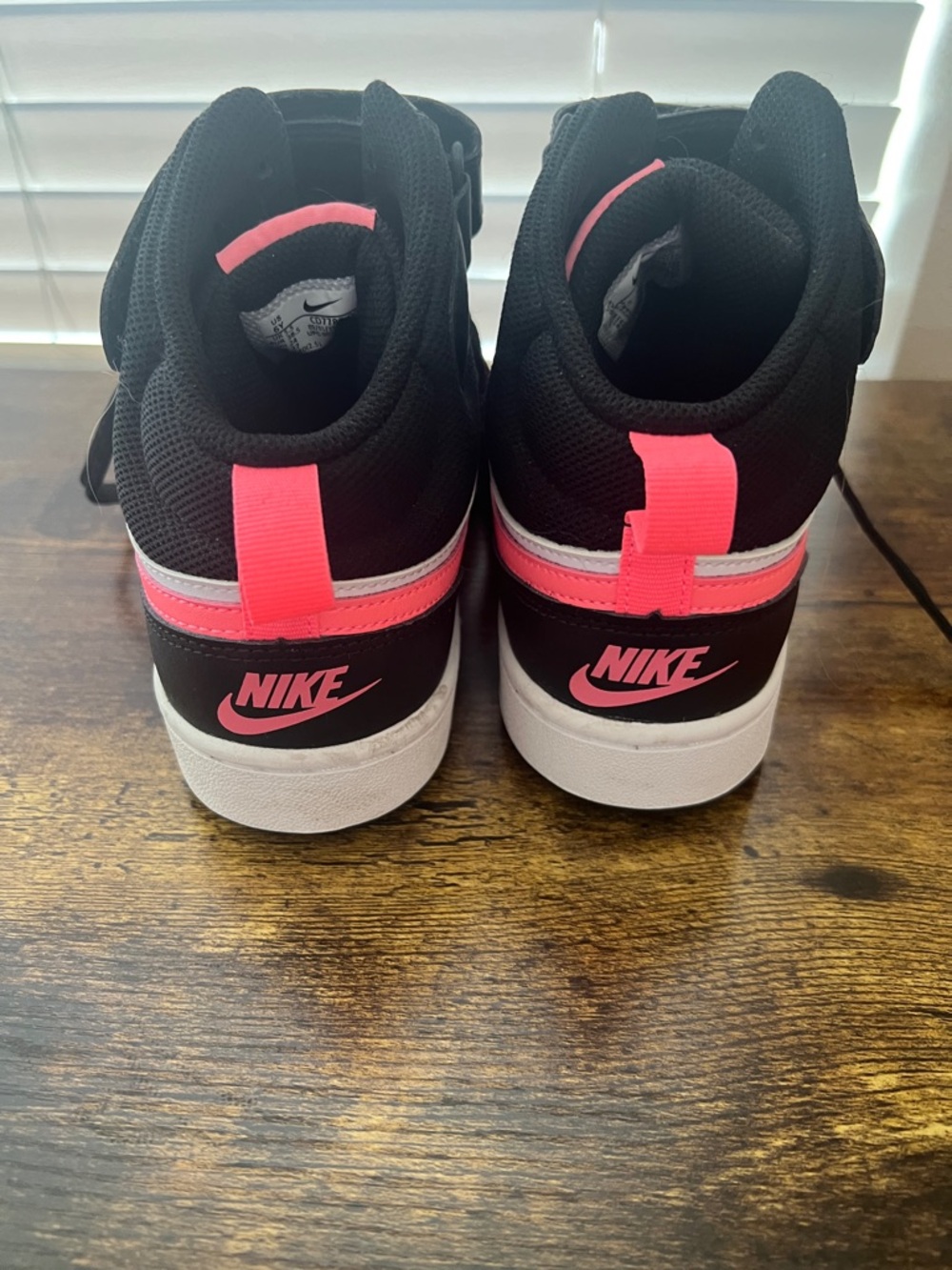 Nike Black, White & Neon Pink Mid-Top Sneakers - Picture 4 of 5